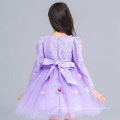 lavender lace party gowns new year kids clothes full sleeve birthday party christmas evening children flower girls dresses